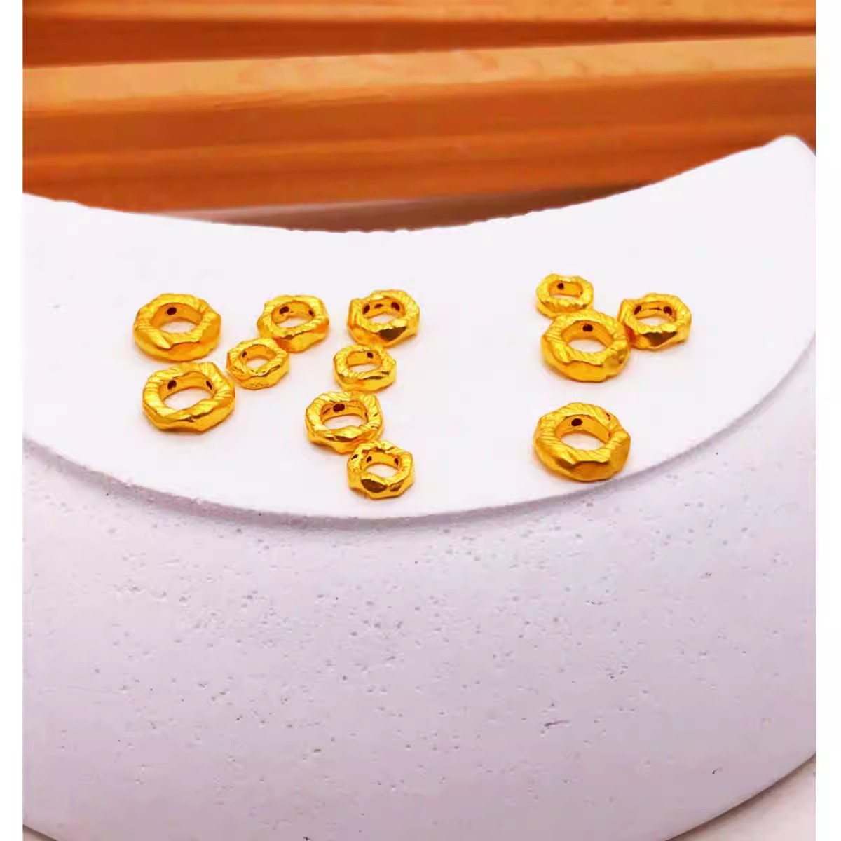 Gold Braided Loose Beads 3D Hard Gold Pure Gold 999 Braided Gold Spacer Beads Bracelet Beads Gold Braided Accessories Spacer Ring