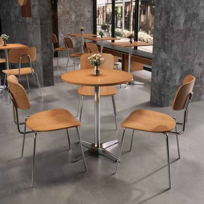 Medieval Style Log Style Marine Board Cafe Milk Tea Shop Western Restaurant Special Table and Chair Combination Negotiation Reception