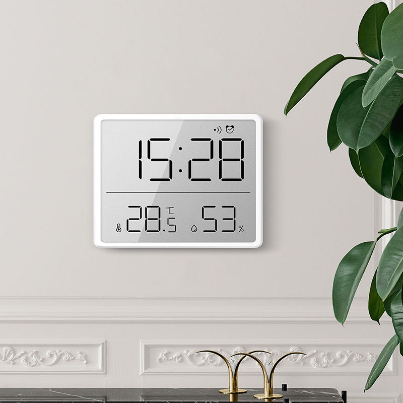 Slim electronic clock simple digital clock wall-mounted LCD small alarm clock multi-function temperature electronic clock 8218