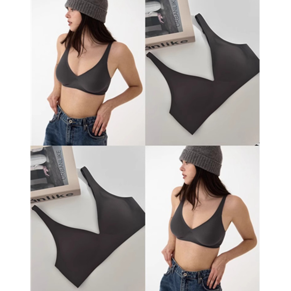 Клетчатые бесшовные интимные вещи для женщин с глубоким V Сексуальный без ободков Бюстгальтер с увеличением для маленькой груди Регулируемая мягкая поддержка Желейный бюстгальтер