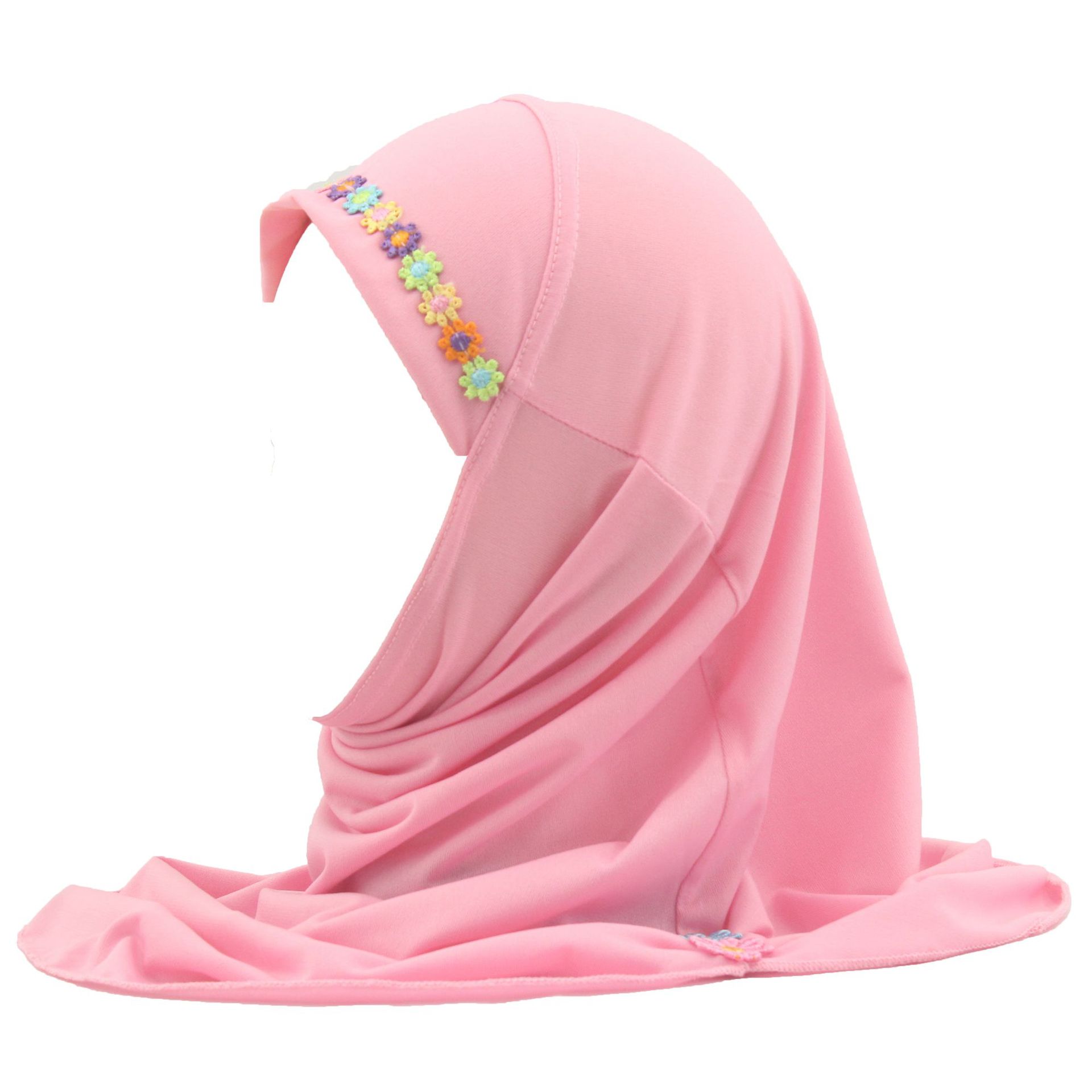 Шарф для головы для девочек, малайский детский шарф с цветочной кружевной отделкой