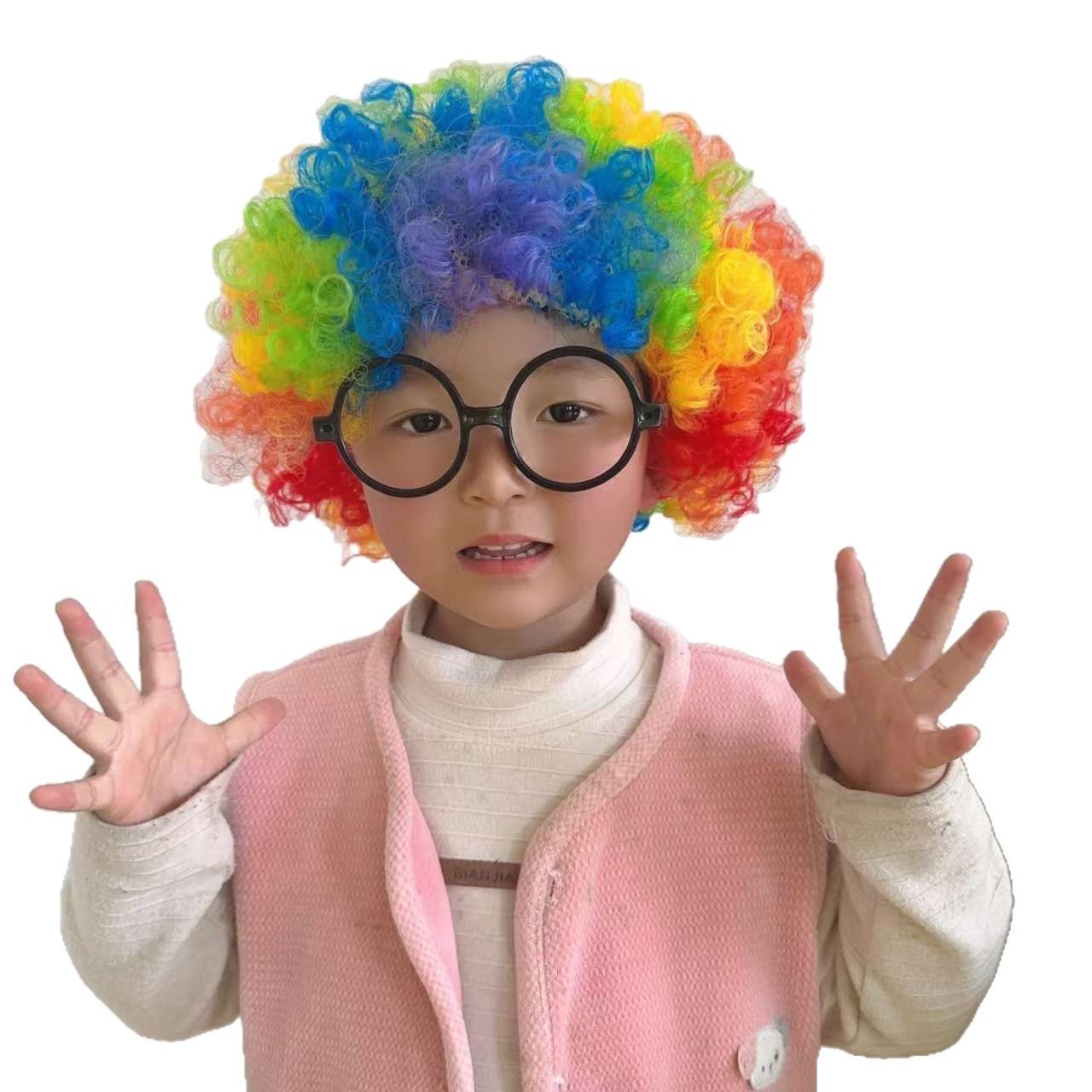 Fake Head Cover Round Curly Hair Props Extra Large Size Head Cover Large Wig Explosive Head Wig Fans Hair