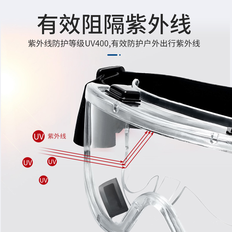 Goggles Transparent Four-Bead Anti-Fog Large Goggles Anti-Wind and Sand Impact Cycling Ski Goggles Labor Protection Protective Glasses Waterproof