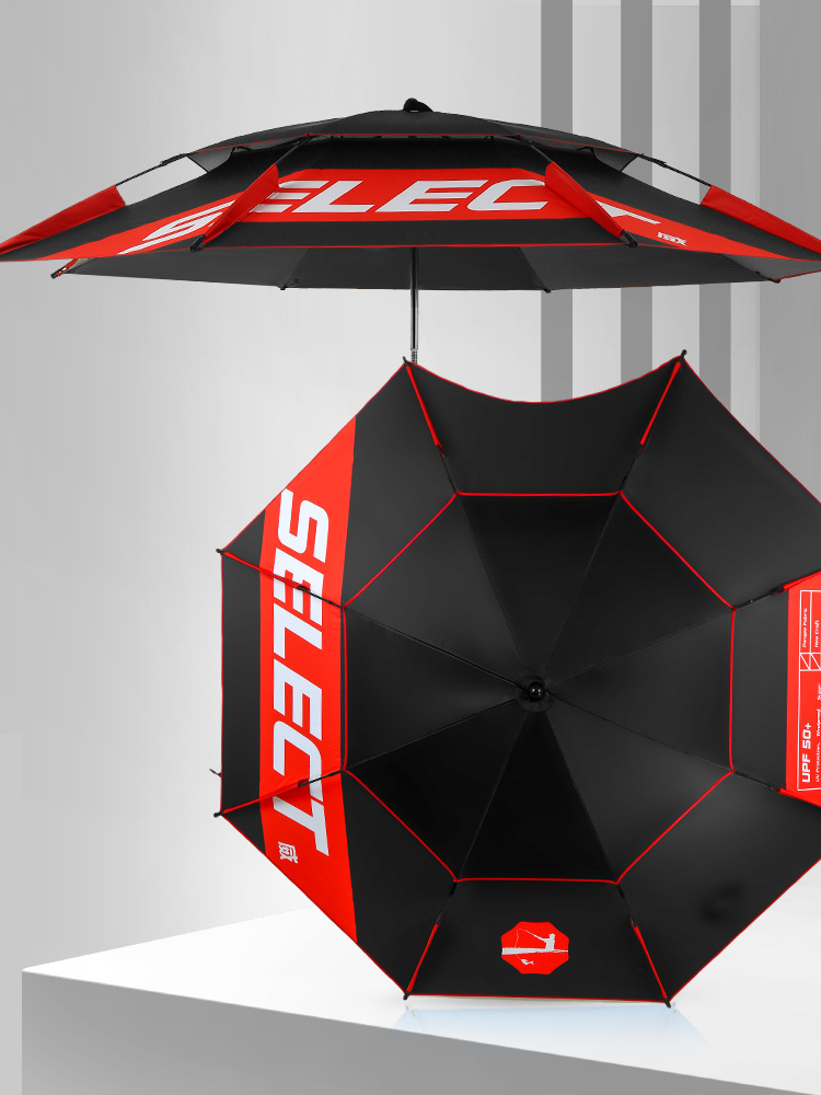 Dai Weiying Universal 2.4m Double Layer Black Glue Stainless Steel Fishing Umbrella Rainproof Sun Fishing Umbrella Outdoor Sunshade Thickened Umbrella