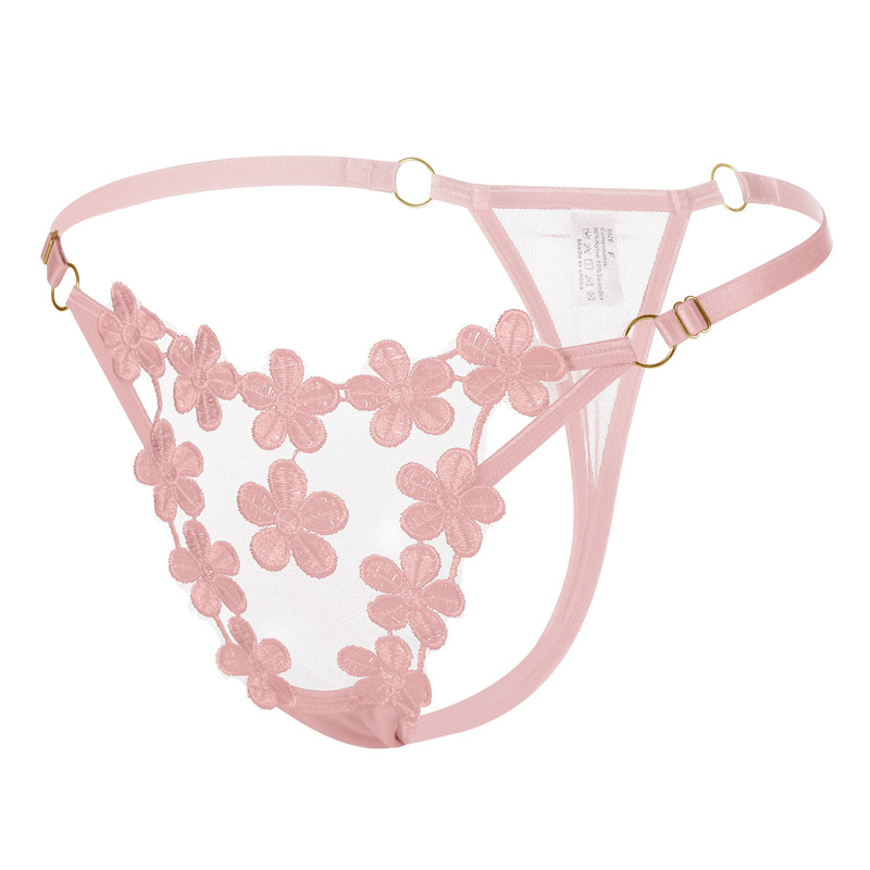 Underwear Manufacturers Wholesale Supply Foreign Orders European Size Sexy Embroidered Elastic Band Comfortable and Breathable Women's Thong 222