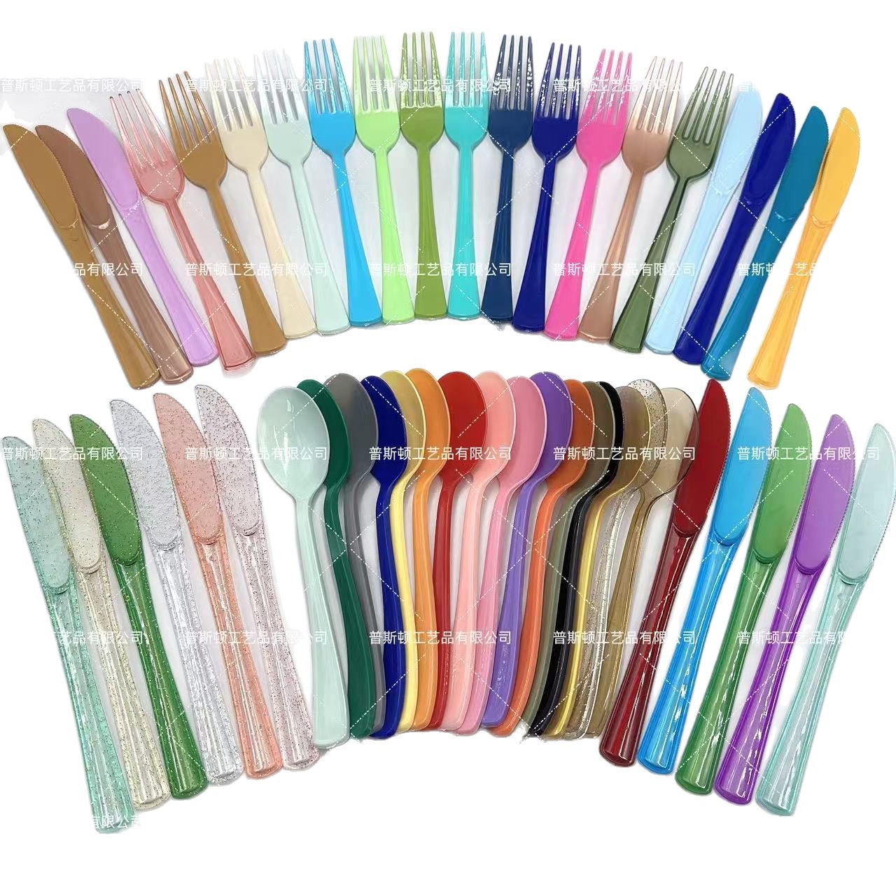 Disposable 5g Ps Plastic Colorful Gold Powder Transparent Knife, Fork and Spoon Birthday Party Picnic Factory Direct Sale