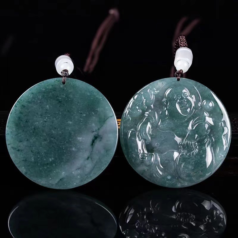 Natural Jade Oil Green Jade Buddha Pendant High-grade Men's and Women's Necklace Pendant Jade Pendant Jade Pendant Real 100