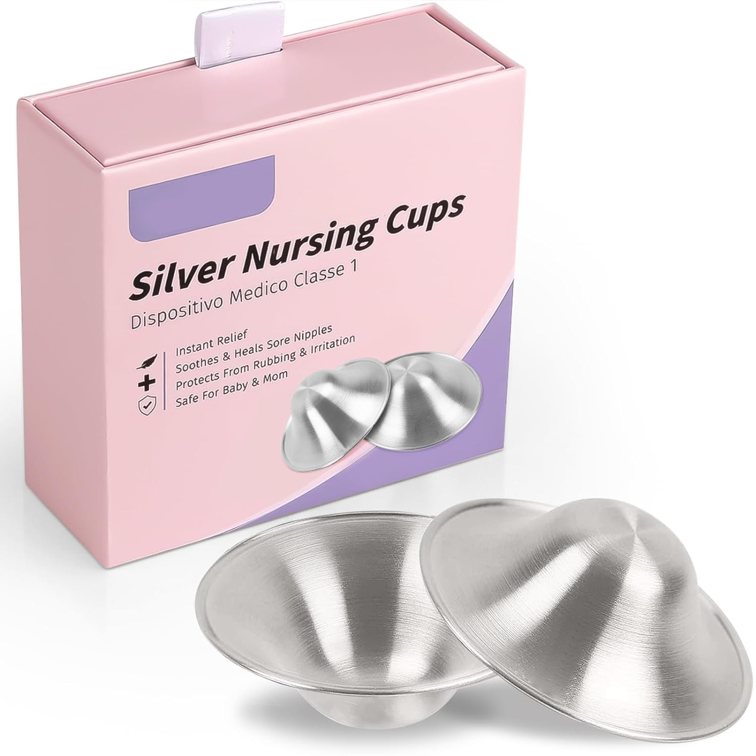 Silver Nursing Cups Silver Lactation Cup Nipple Protector Soothing Protection Newborn Feeding 925 Silver
