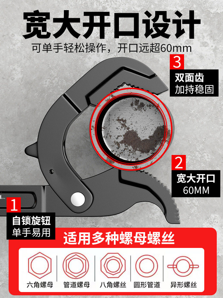 Multi-Purpose Wrench, Multi-Functional Quick Wrench Tool Set, Adjustable Open-End Wrench, Pipe Wrench, Bathroom Multi-Purpose Small Wrench