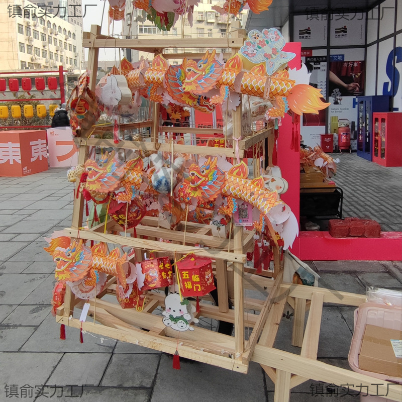 Flowing Fish Lantern Cart, Dragon Lantern Cart, Lantern Cart, Cultural Folk Festival, Festive Peddler Cart