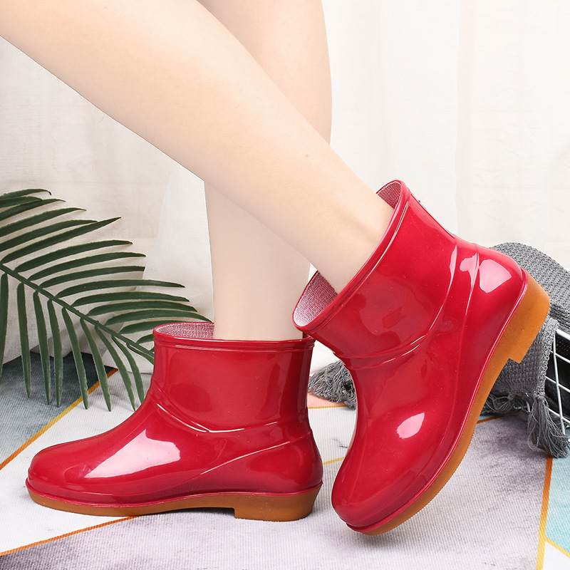 Rain Boots women's low-cut non-slip fashionable kitchen Women's rain boots short fashionable water shoes tendon bottom wear-resistant adult water shoes