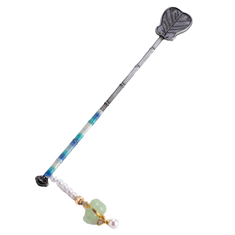 Creative Banana-Shaped Alloy Handmade Tea Scoop Pearl Pendant Long-Handled Tea Spoon Measuring Spoon Tea Tool Teaspoon Tea Ceremony Accessories