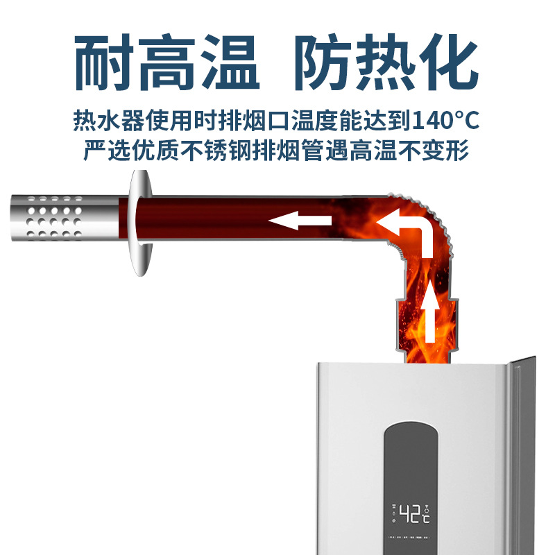 60mm diameter stainless steel smoke exhaust pipe gas water heater chimney elbow lengthened pipe air duct check valve Bellows