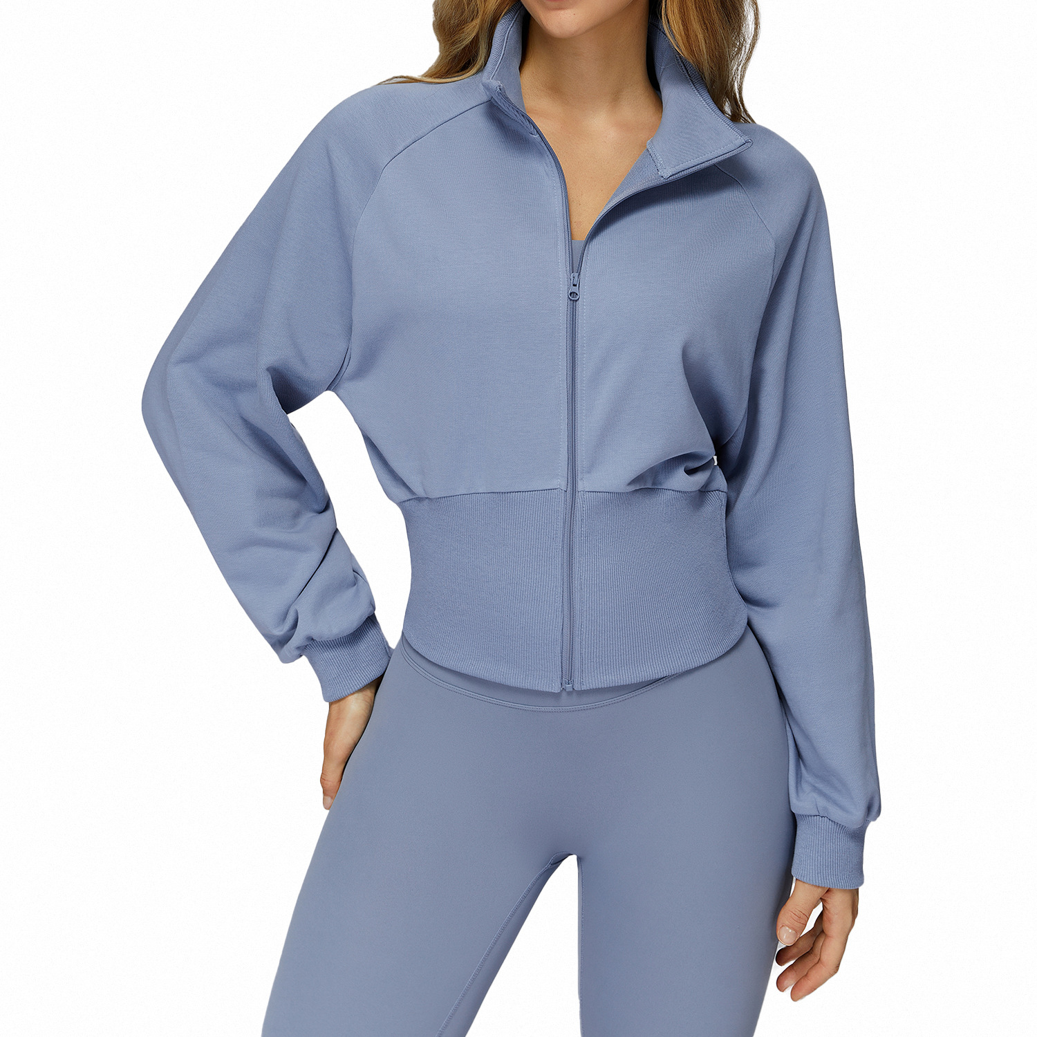 跨境秋冬立领卫衣防风拉链保暖卫衣百搭宽松户外跑步运动外套2500