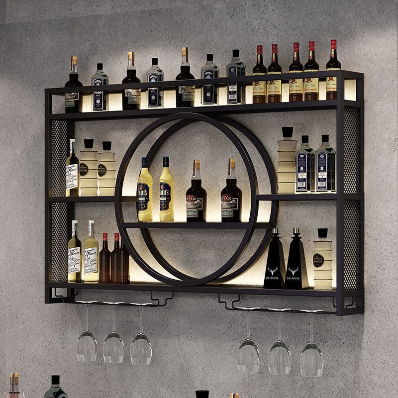 Iron Bar Wine Rack Wall-Mounted Wine Cabinet Bar Storage Rack Red Wine Wall Home Restaurant Display Rack Restaurant Wall-Mounted
