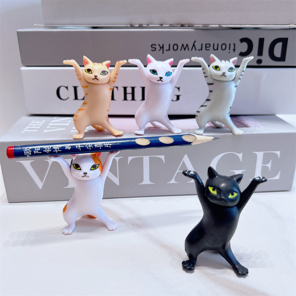 Five-Piece Set of Dancing Cat Figurines, Anime Cat Trendy Toys, Enchanting Cat Twist Cake Figurines