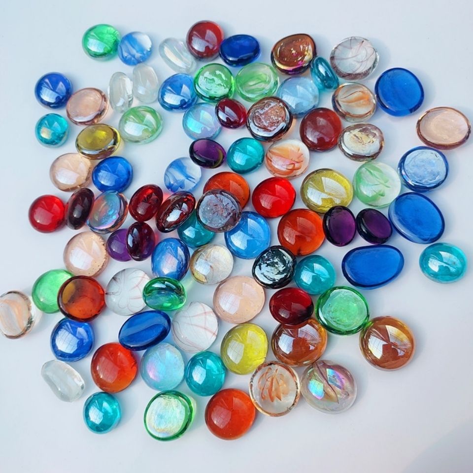 Цветные мелкие камни Смешанные со стеклянными плоскими бусинами Декор для аквариума