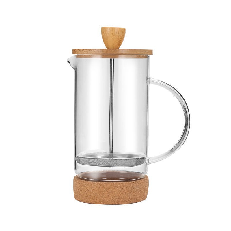 French press high borosilicate glass household French filter press coffee maker tea maker wooden lid press