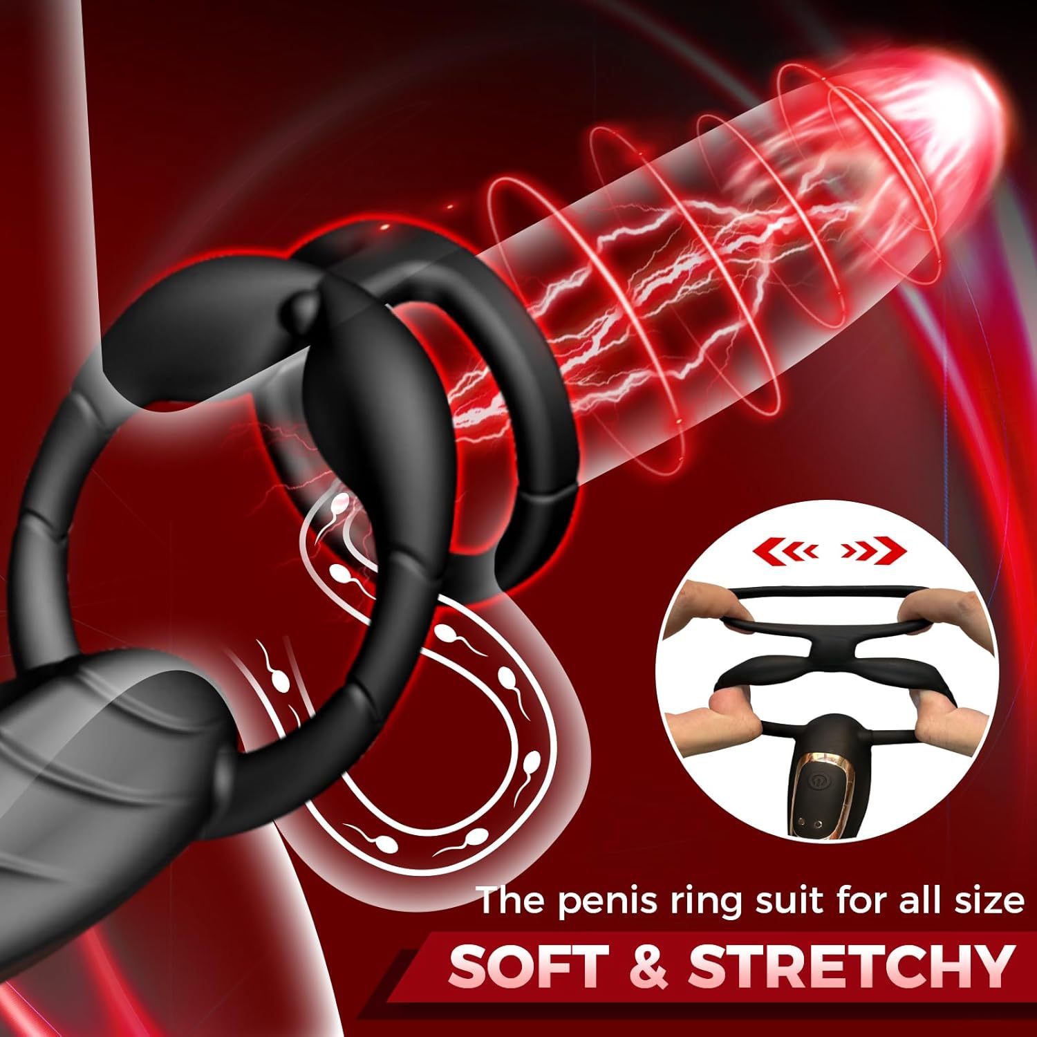 Cross-border male delay ring APP remote control scorpion double ring vibration locking ring posterior anus plug prostate massager