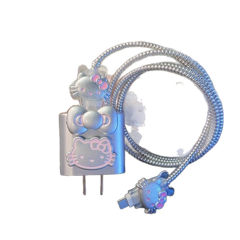 Cartoon Hello Kitty Face Apple 16Promax Charger Protective Cover 20W Suitable for Iphone15 Data Cable 14/