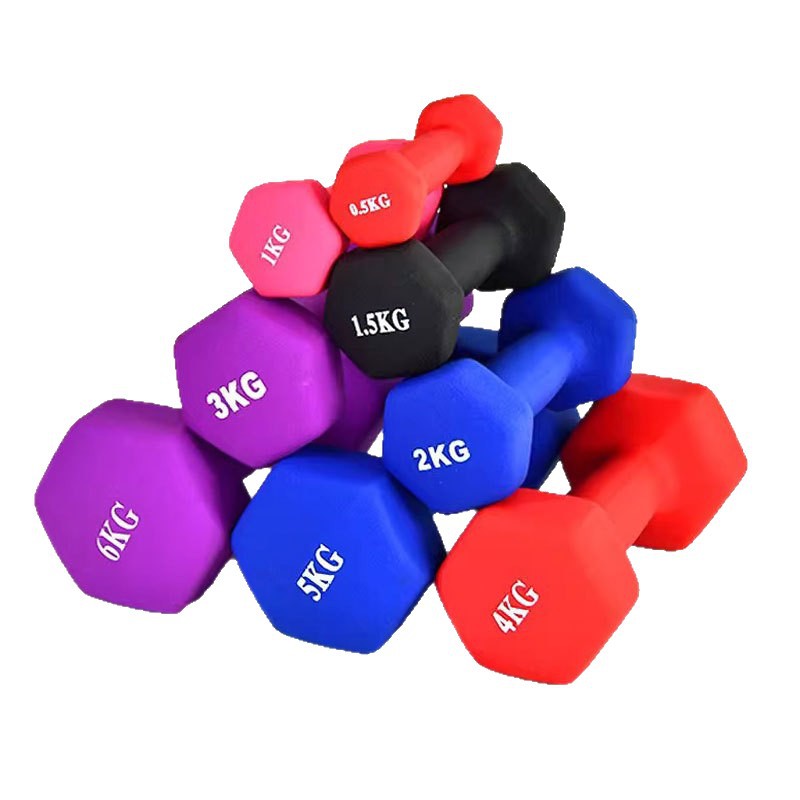 Dumbbells, Plastic-Coated Cast Iron Dumbbells, Home Fitness Equipment, Solid Beginners' Arm-Slimming Yoga Hexagonal Rubber-Coated Dumbbells