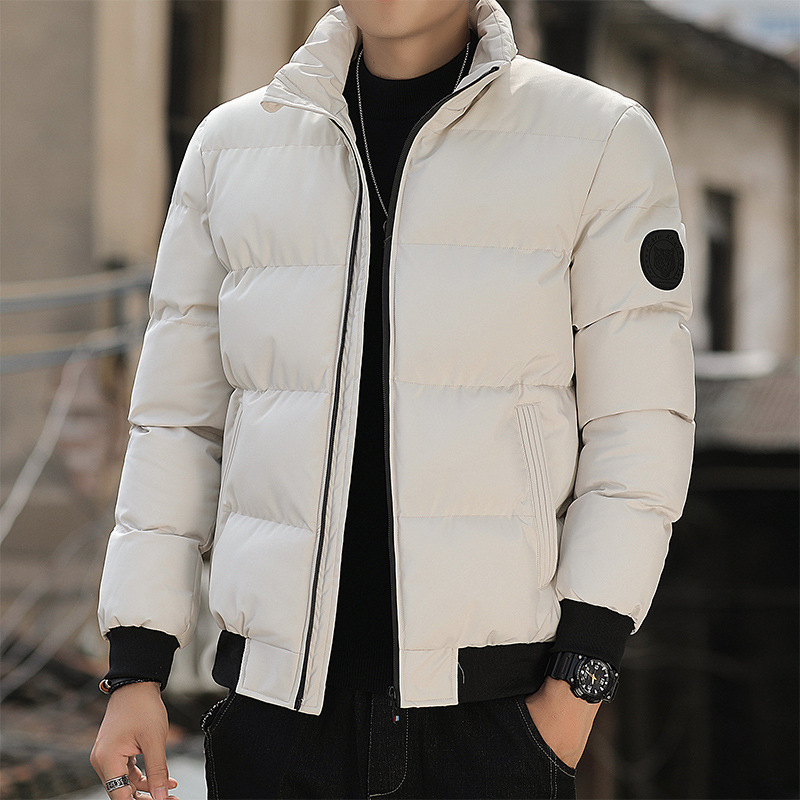 Winter Cotton-padded Jacket Men's Thickened plus size Casual Korean Style Solid Color Fashionable Youth Cotton-padded Jacket with Collar Short Handsome Jacket