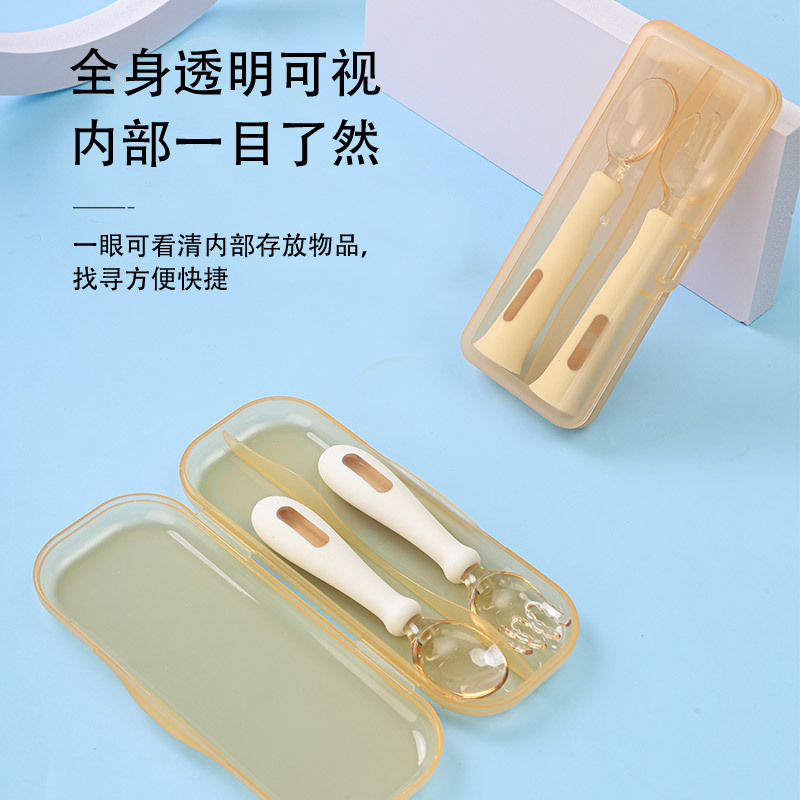 Baby Spoon and Fork Pp Storage Box Portable Baby Silicone Spoon Box Chopstick Packaging Transparent Box Kidsren's Tableware Box