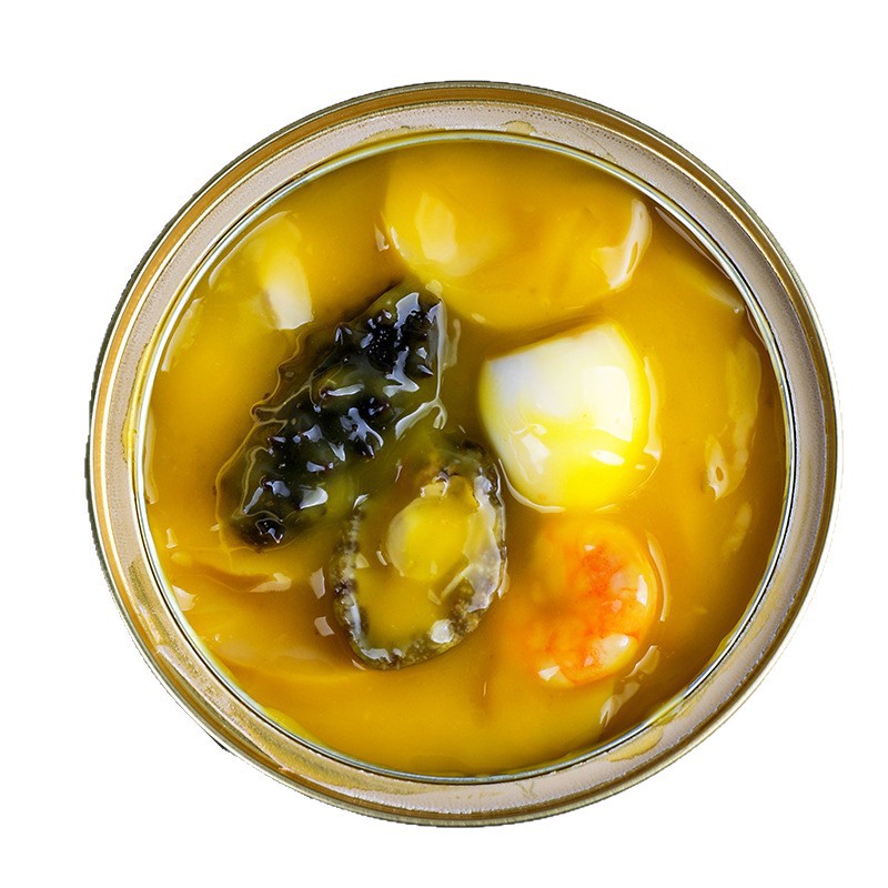Small Golden Bowl Buddha's Wall Anchovy and Bird's Nest Soup with Scallops, Shredded Chicken, Black Truffle, and Abalone - Canned Seafood Delicacy 240g