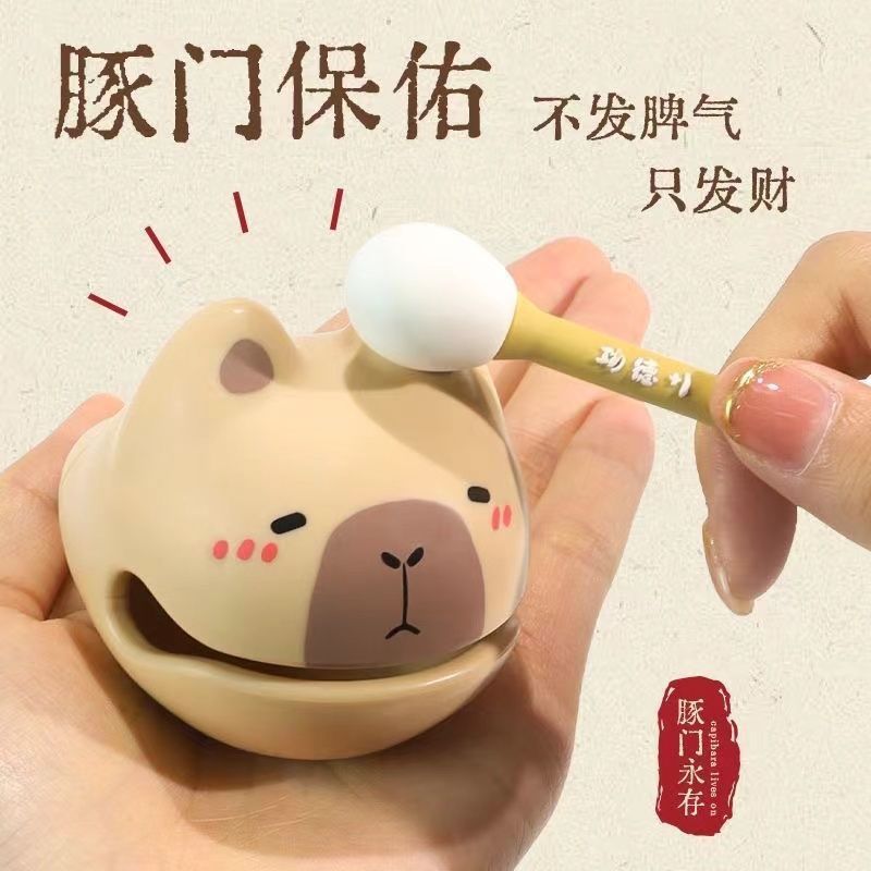 Мультяшная милый капибара деревянная рыбка для снятия стресса музыкальное исцеление офисное украшение