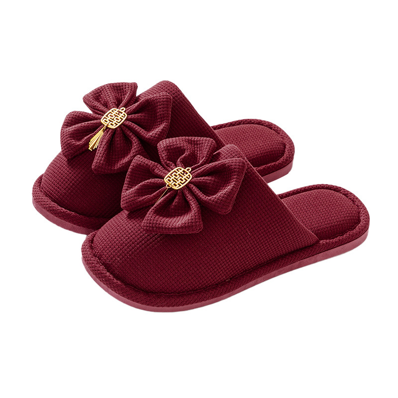 Slippers wedding couple's new wedding festive red indoor non-slip home bridal wedding autumn and winter cotton slippers