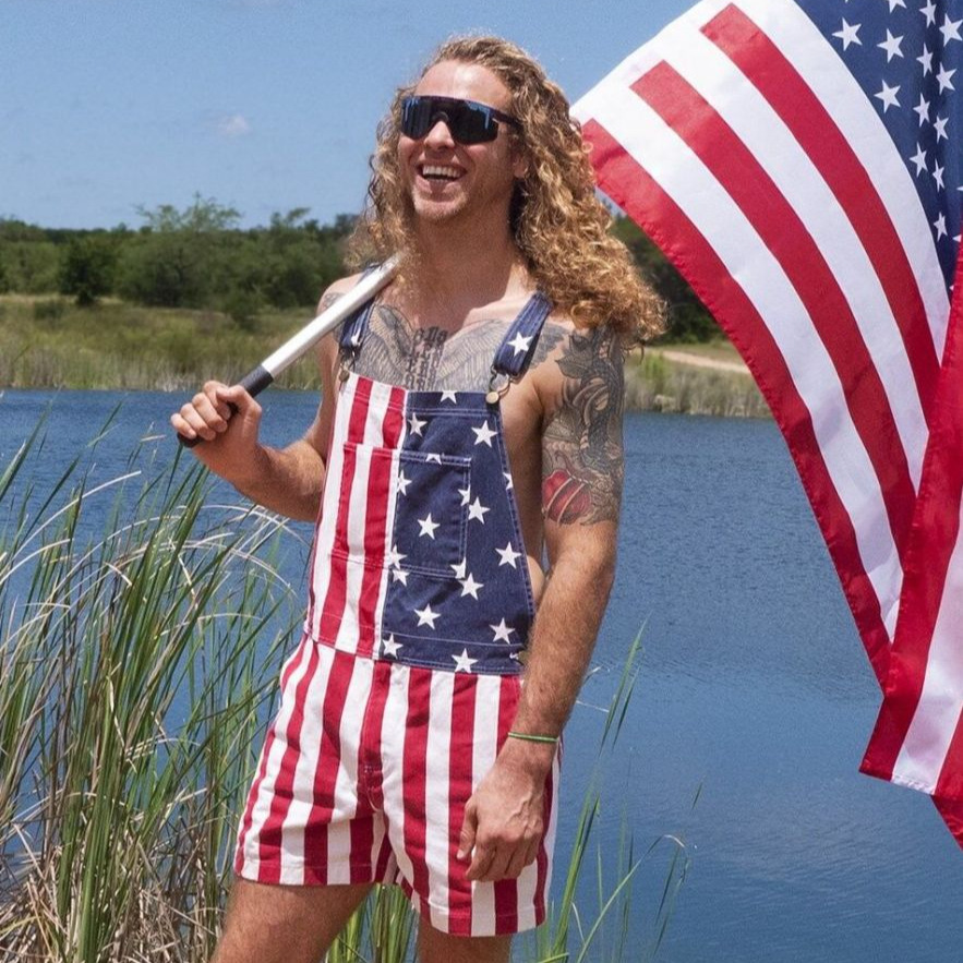 2021 Amazon wish Independent Station Europe and the United States New Cross-border US Independence Day Flag Couple Strap Pants