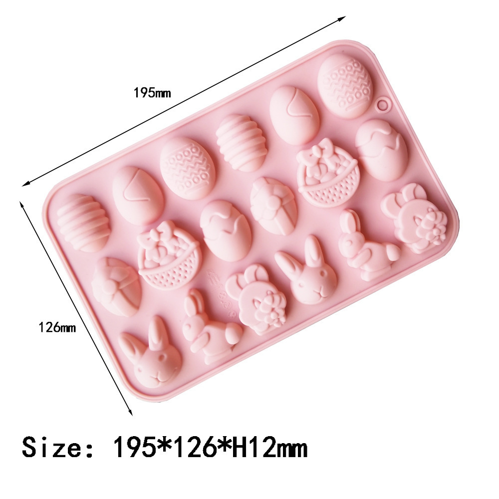 18-Piece Easter Egg Rabbit 185 Silicone Mold Cake Ice Cream Pudding Dessert Mold Soap Baking Utensils