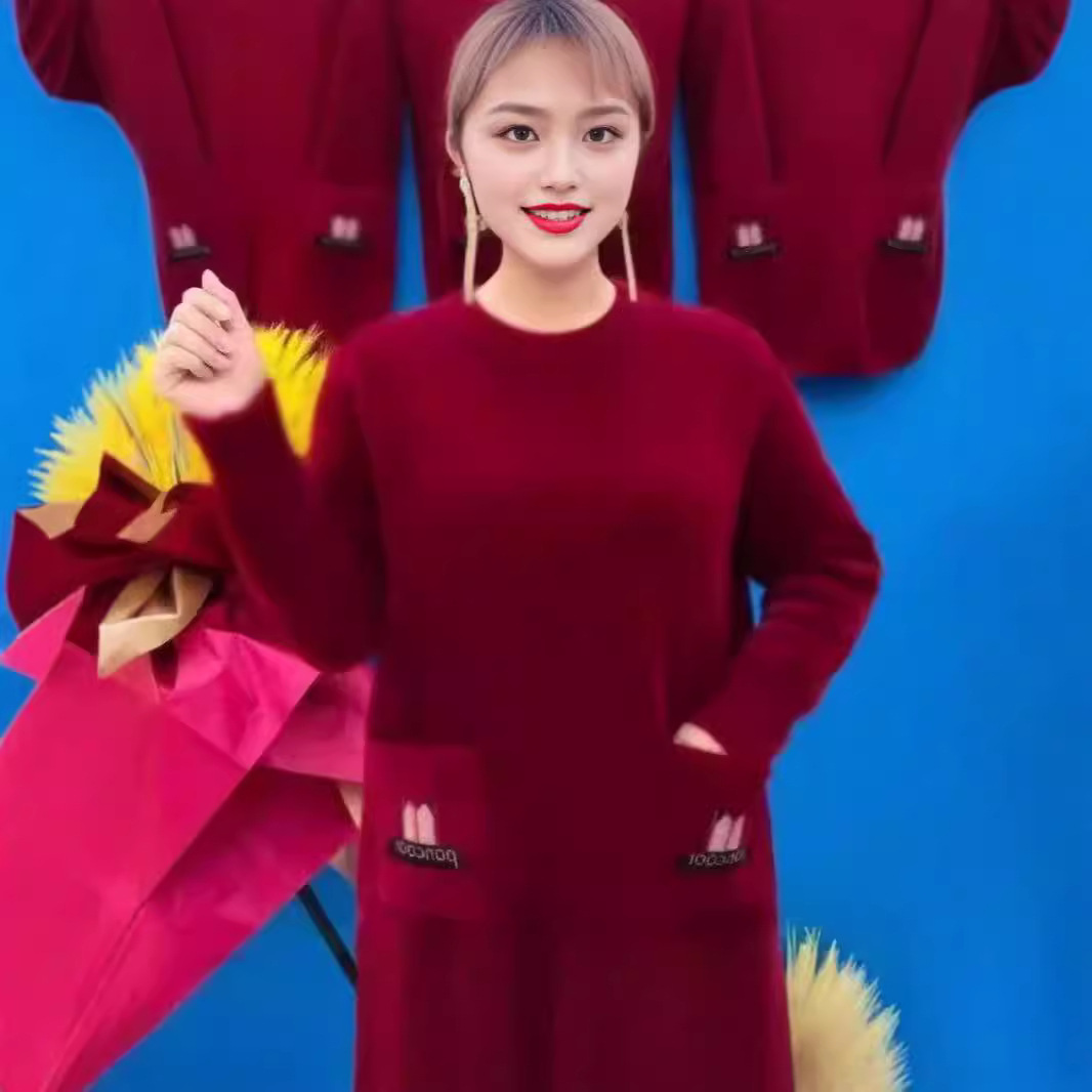 Mother's Loose Fat Belly Covering Top Mid-length Pullover Fashionable Winter Slim Thickened Warm Base Shirt