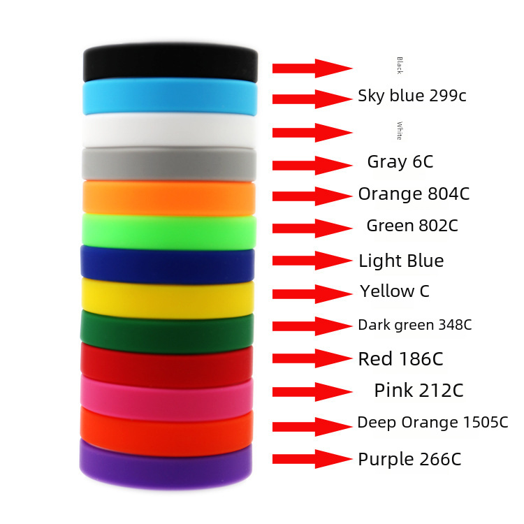 In Stock Pure Color Blank Aperture Without Logo Silicone Bracelet Size 202*12*1.9 mm