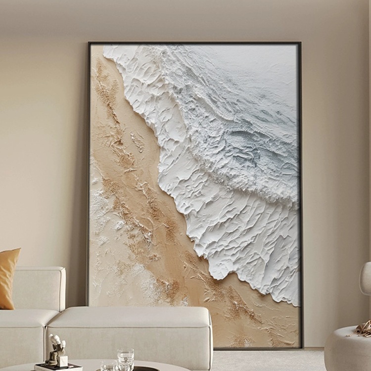 Dafen Oil Painting Village Hand-Painted Wave Texture Painting Cream Style Decorative Painting Abstract Living Room Entrance Sofa Background Mural