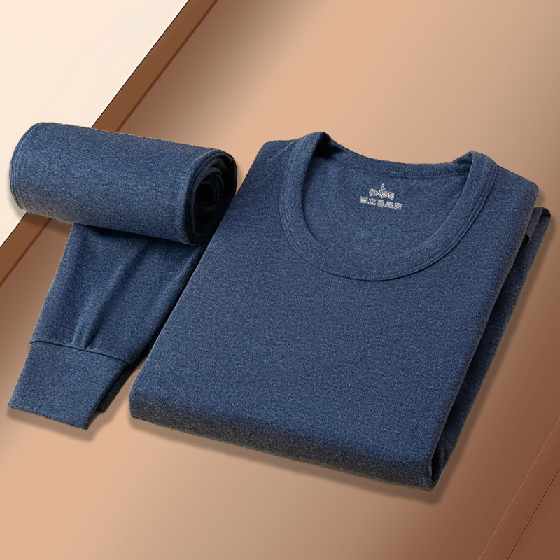 100% Cotton Thermal Underwear Men's Autumn Clothes and Pants Set Pure Cotton Sweater Women's Base Layer Middle-Aged and Elderly Thermal Tops and Pants