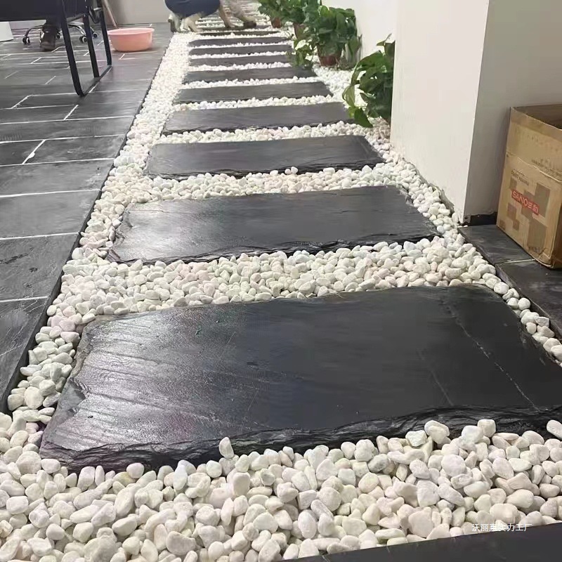 Natural Slate Stepping Stones Lawn Stepping Stones Garden Outdoor Courtyard Floor Tiles Lawn Stepping Stones Non-Slip and Wear-Resistant