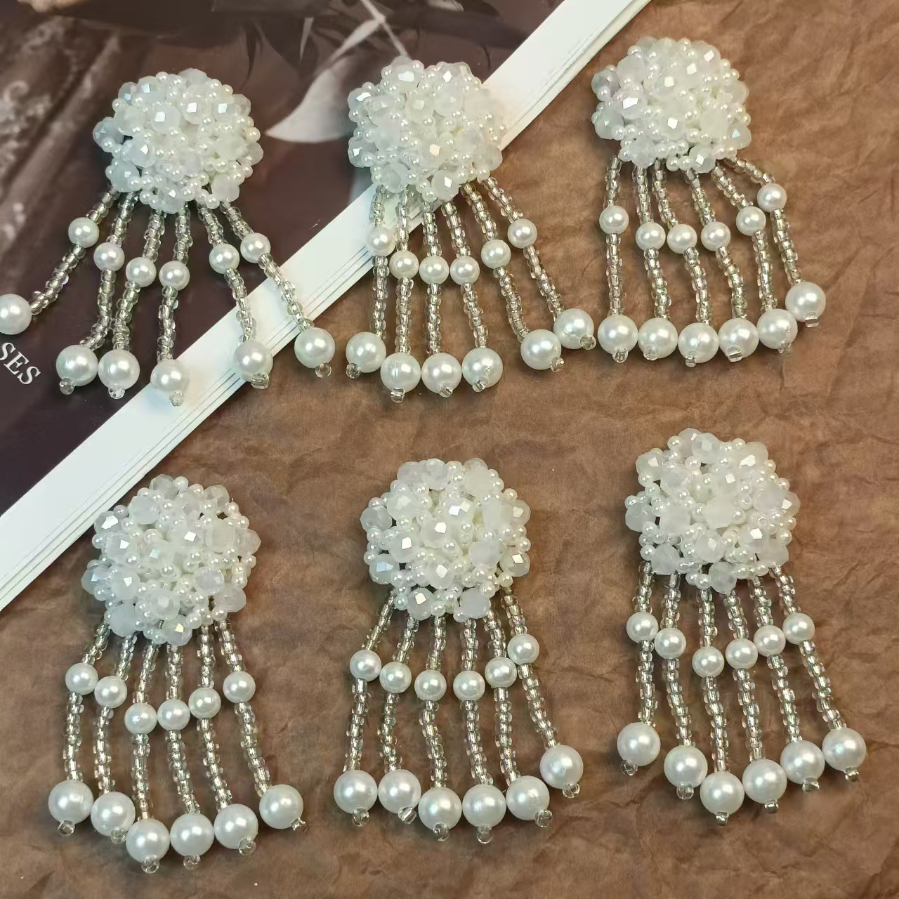 Полуфабрикаты, ручные ткани с бисером, украшения для одежды и головных уборов, антикварные жемчужные кисточки