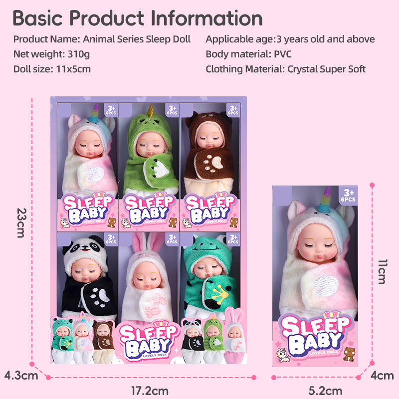 Cross-border rebirth sleeping bag doll simulation cute mini sleeping doll girl princess children's toys wholesale
