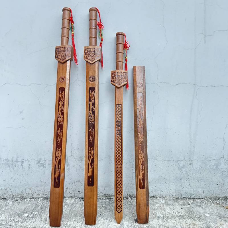 Manufacturer Bamboo Sword Kidsren's Play Stage Performance Props Solid Wood Dragon Scale Sword Street Stall Scenic Spot Temple Fair Sword Wholesale
