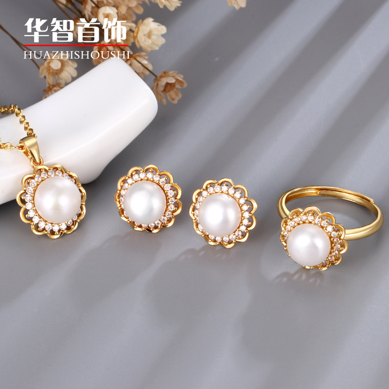 2025 Весна Новый комплект украшений из натурального пресноводного жемчуга, элегантные серьги, поддержка повторной проверки, тройной комплект