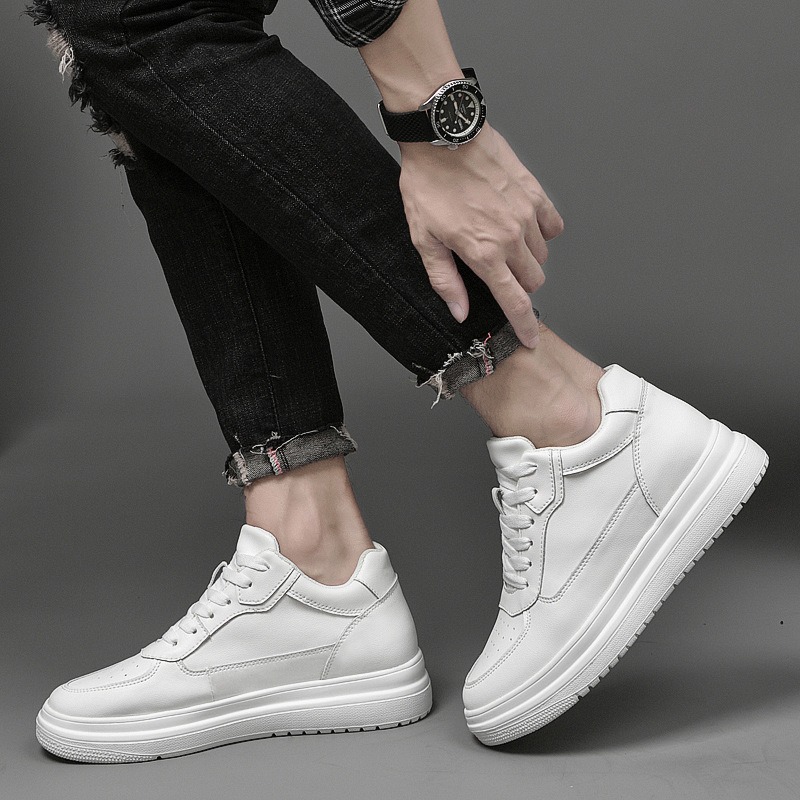 Spring Men's Height-Increasing Sneakers with 10cm Invisible Height Increase, Casual White Shoes, Comfortable and Versatile