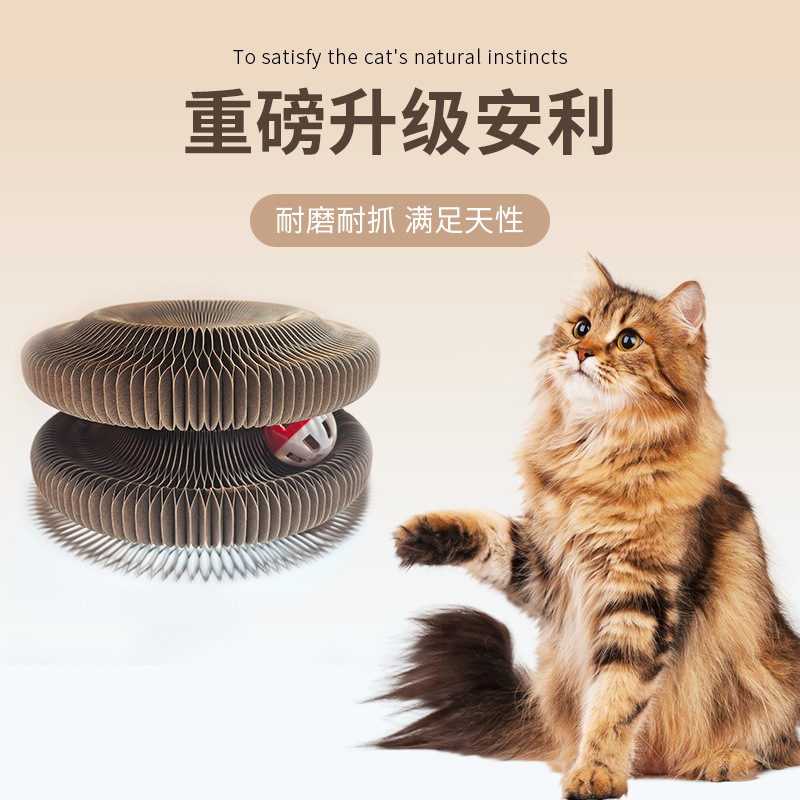 New Cross-Border Magic Organ Cat Scratching Board Cat Toy Foldableable Cat Scratching Board Cat Claw Pottery Ball Toy 3D Non-Shedding
