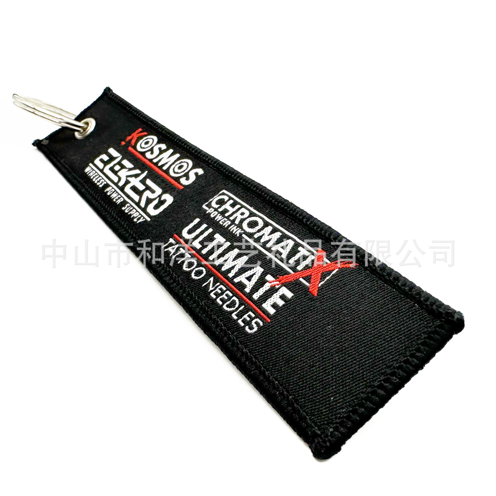 Customized Woven Label Keychain Double-Sided Letter Logo Lock Edge Event Souvenir Embroider Keychain Clothing Pendant