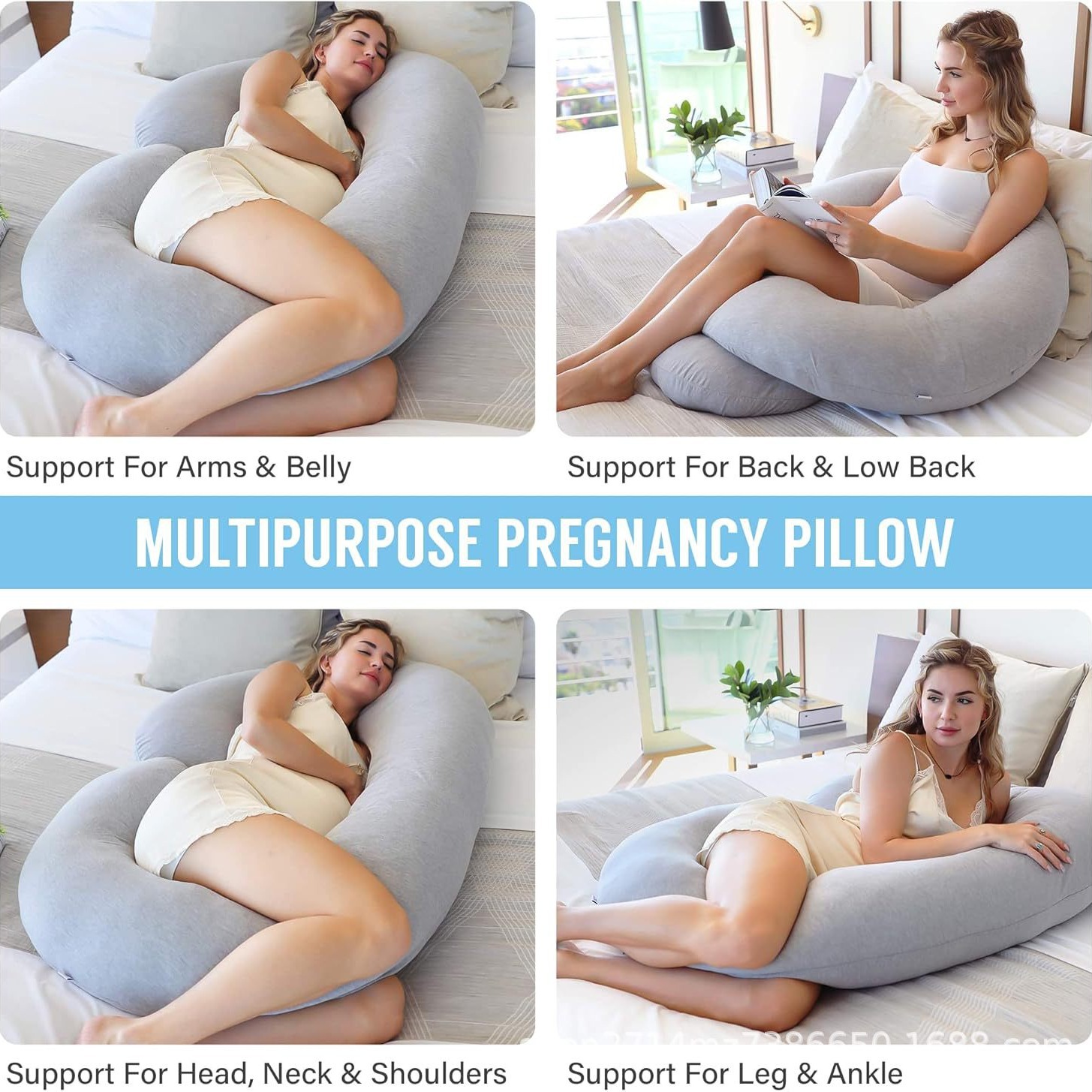 Customized C-Shaped Maternity Pillow Body Pillow Knitted Cover Dark Gray Maternity Pillow and Pregnancy Essential