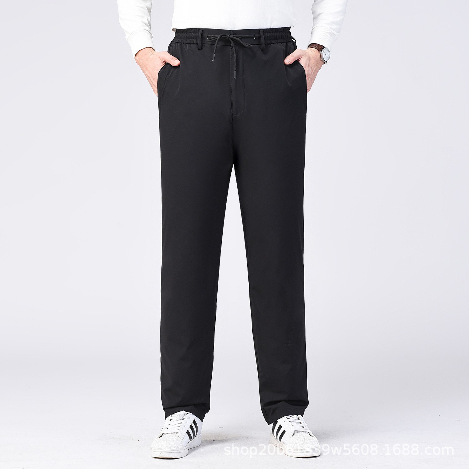 Мужские брюки из гусиного пуха, несъемные, с высокой талией, утолщенные, большого размера, зимние хлопковые брюки для мужчин среднего возраста и пожилых, подходят для температур до -40 градусов