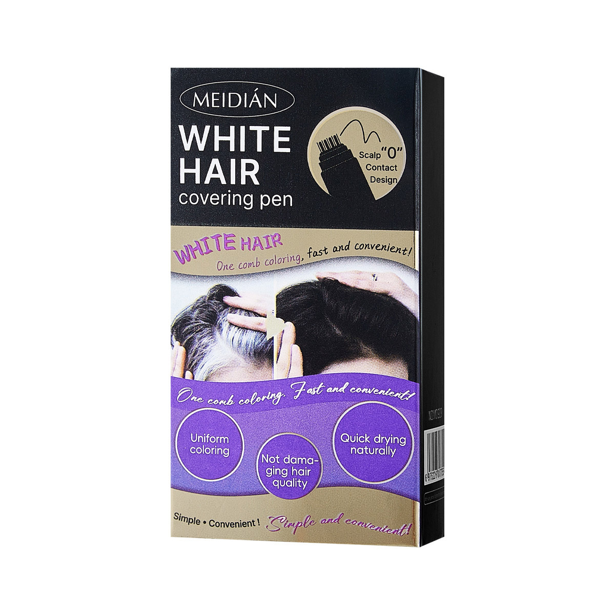 Cross-border liquid covering white hair disposable non-fading plant hair cream black portable covering artifact hairdressing stick