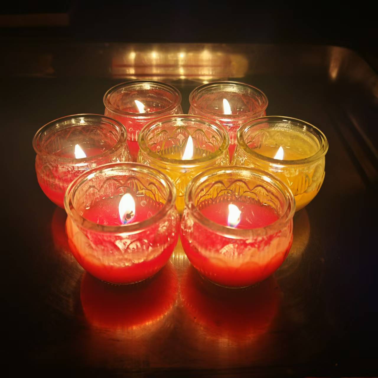 Windproof half cup flat lotus butter lamp 12 hours worship home ritual candle holder oil lamp lamp