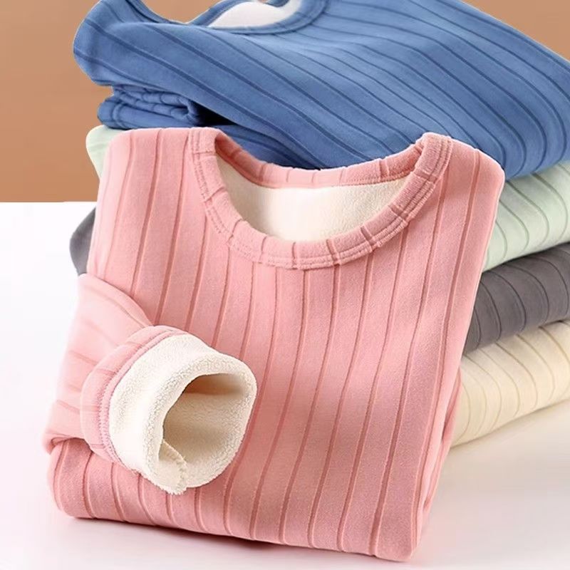 Детская базовая теплая кофта с флисовой подкладкой для мальчиков и девочек, термобелье для малышей, домашняя одежда для детей