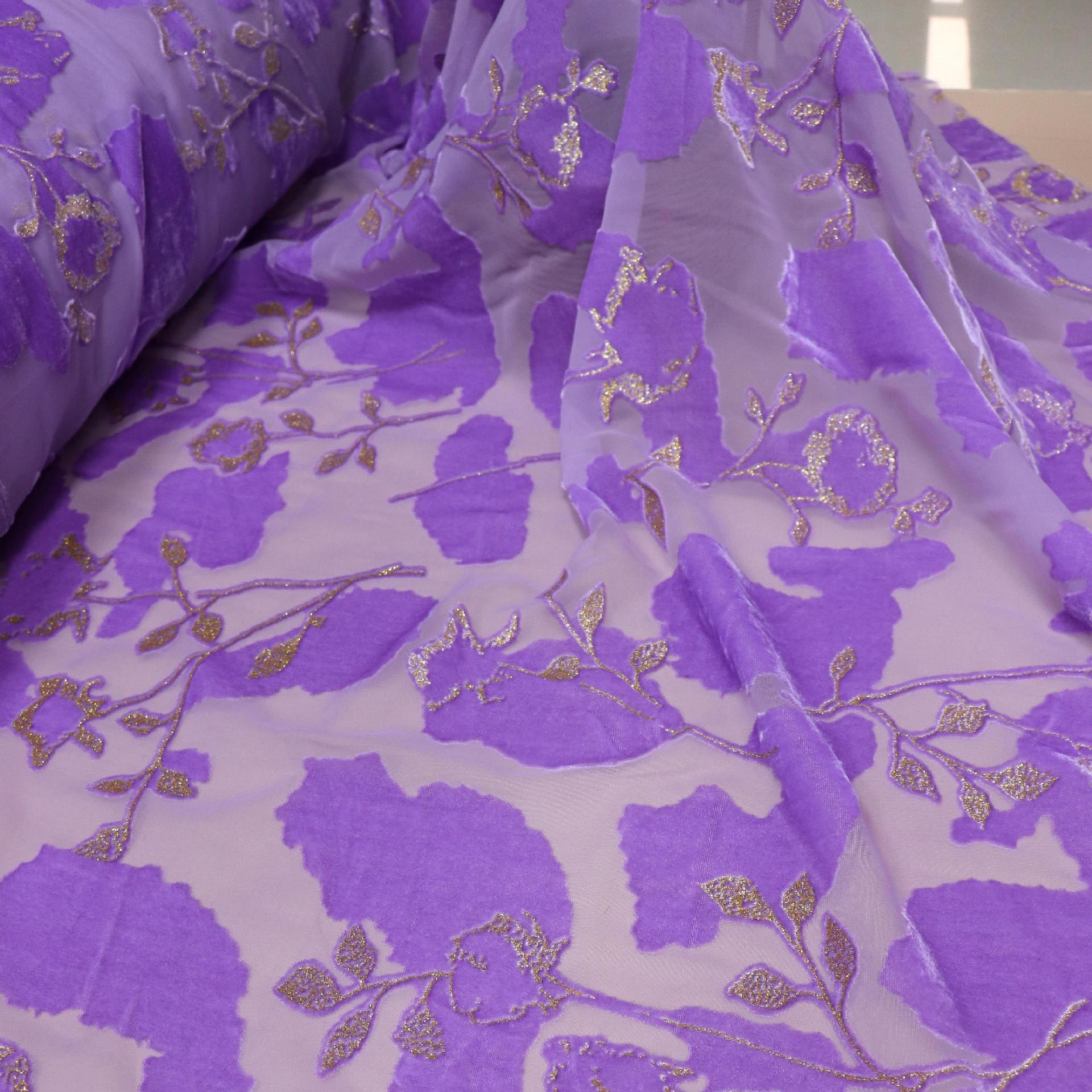 Woven velvet rotten flower brocade velvet printed gold fabric European and American women's nightgown dress cheongsam fabric wholesale